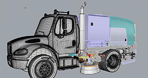 Close up on a screenshot from a Simply Rhino video in which we are seeing a truck that has been 3D modelled in Rhino 8 for Mac.