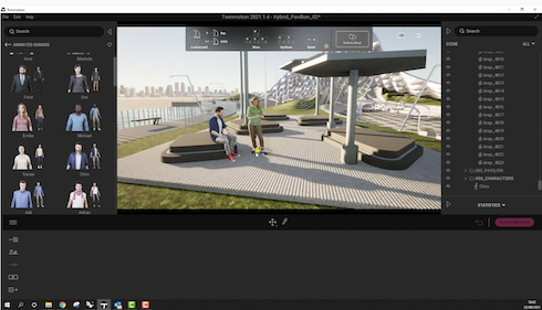 Screenshot from a Twinmotion scene where characters are being selected and edited